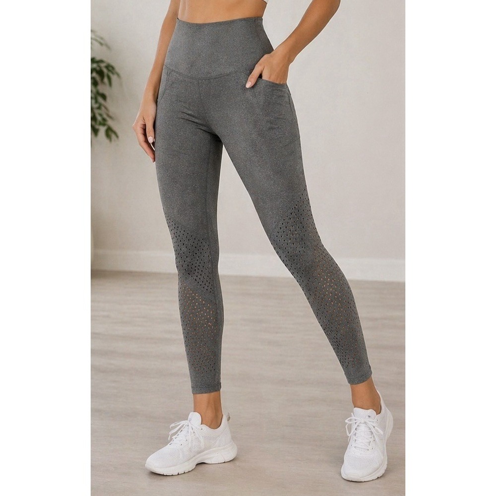 Members Mark Everyday Perforated Leggings Womens‎ Medium Gray